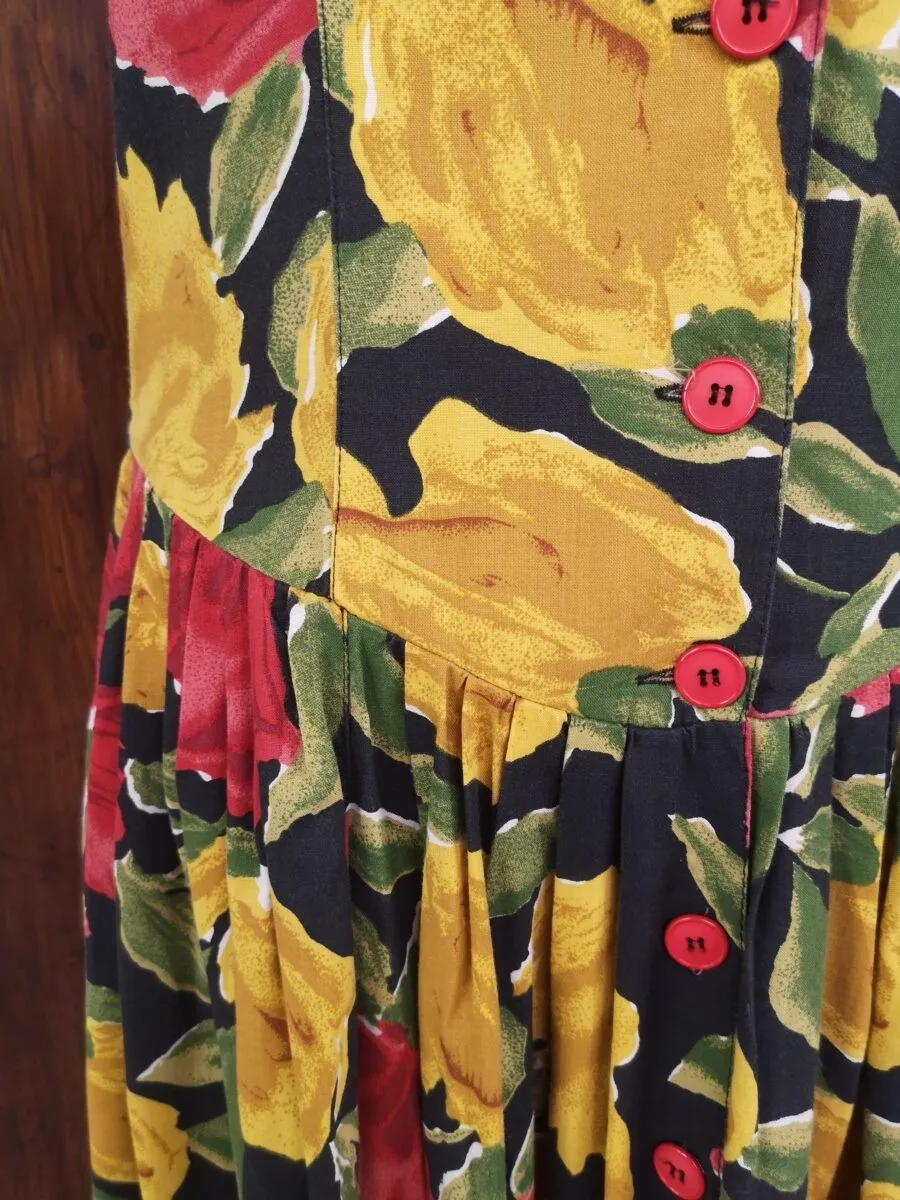 Abito lungo in viscosa stampa fiori grandi