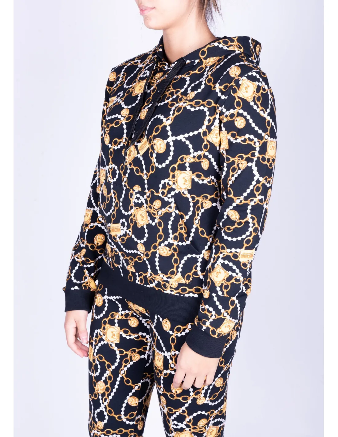 Felpa nera donna Moschino con stampa dorata