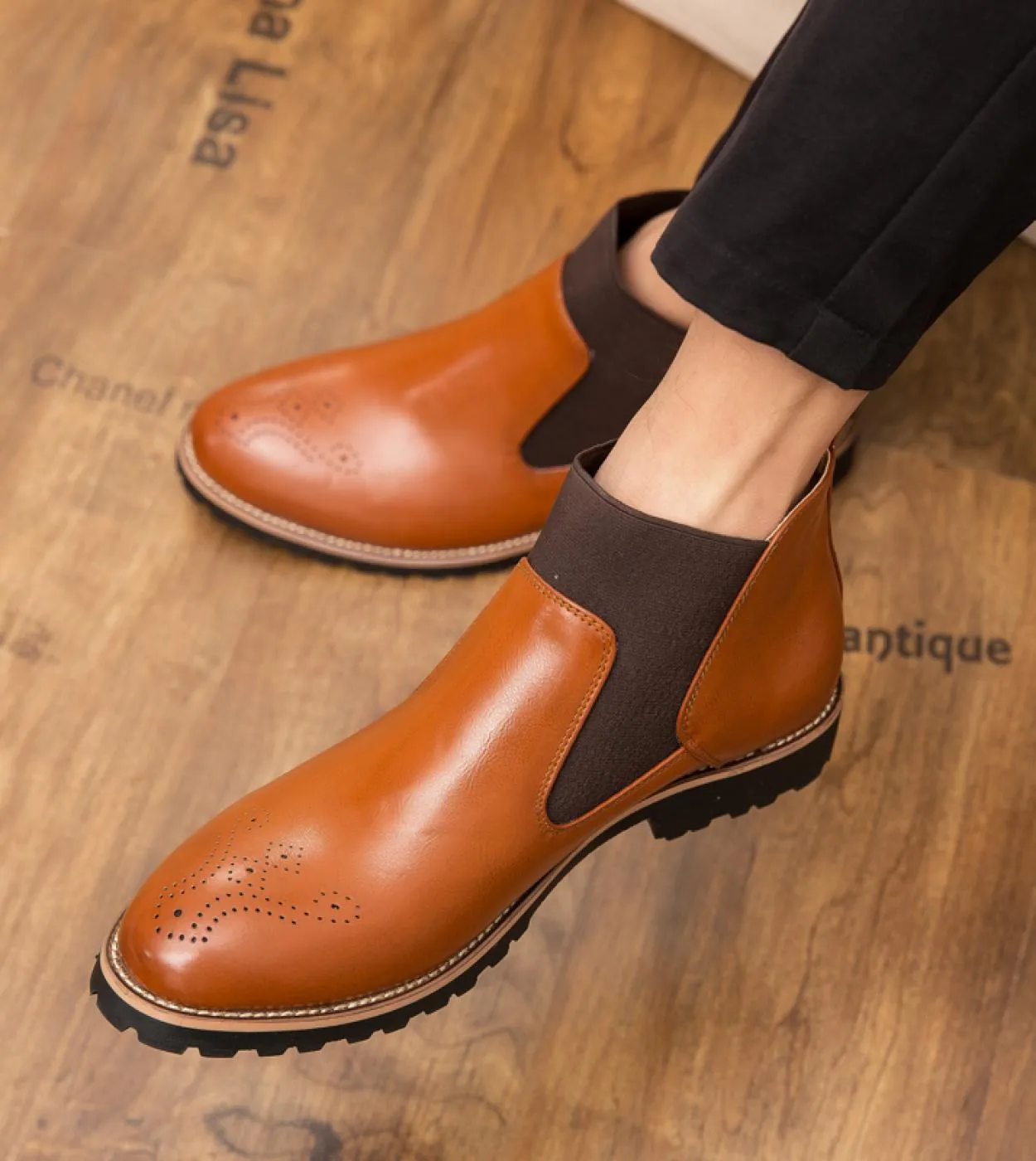 Inverno italiano fatto a mano al 100 da uomo Slipon Boots Brogue Brown Chelsea Boots Driving Luxury Allmatch Scarpe casual da u
