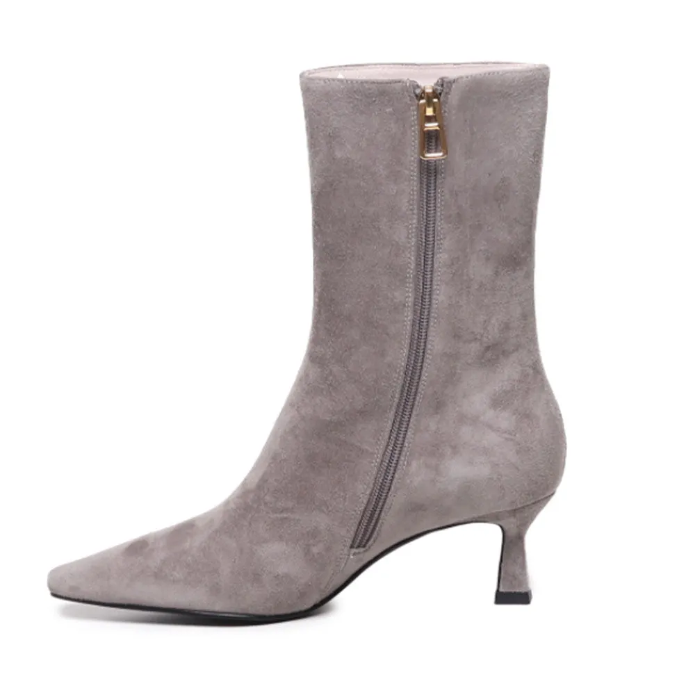 Scarpe Donna COCCINELLE Stivaletti in Pelle Scamosciata Grigia