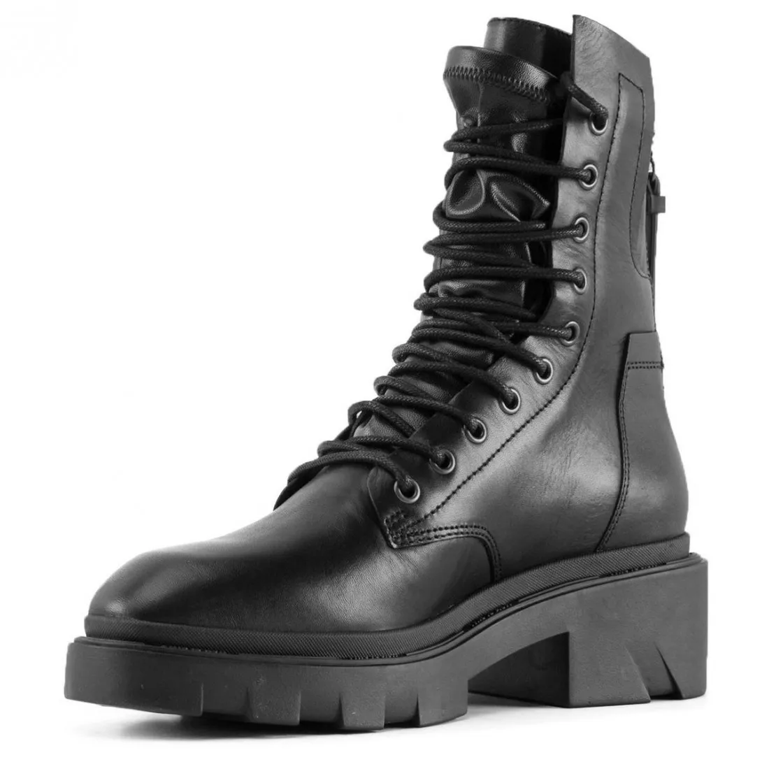 Stivaletti Biker stringati Ash Medness in pelle nera